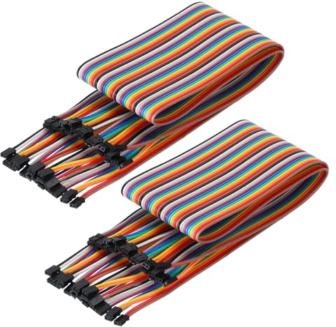 sourcing map 2.0MM(2P) Female to 2.0MM(2P) Female Breadboard Jumper Wire 2.54MM Pitch Ribbon Cable 50cm Long Electronics Breadboard Ribbon Cables for Breadboard Electronic Projects Pack of 2
