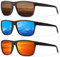 Ninesun Klassische quadratische Sonnenbrille für Damen und Herren, leichte polarisierte Autofahrer-Sonnenbrille mit UV-Schutz (Braun/Blau/Rot)