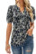 EFFAN Womens Tops Short Sleeve Summer T Shirts V Neck Elegant Floaty Floral Printed Tunic Blouse Floral_Navy S (UK 8-10)