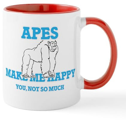 CafePress Apes Make Me Happy Mugs 11 oz (325 ml) Ceramic Coffee Mug