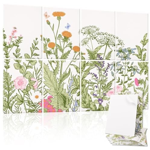 Alishomtll 8 Pack Acoustic Panels, Self-adhesive Acoustic Panels High Density Sound Insulation, Green Plant Art Acoustic Panels Sound Absorber Panels Soundproofing Panels for Wall Studio Home Office