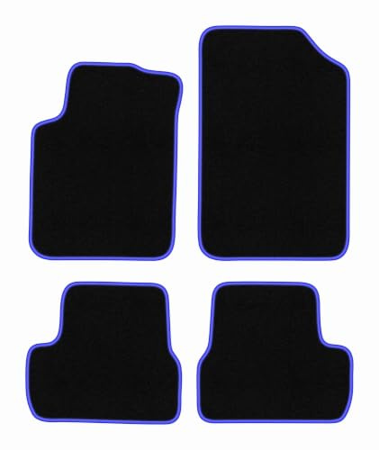 Velours-Fußmatten passend für Citroën C3 I 2002-2009, Schwarz-Blau, CARLUX | passend für Schrägheck; Velours-Teppich (Polypropylen), ca. 6,5 mm; rutschfest, Universal-Befestigungen