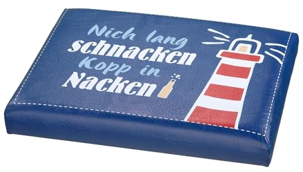 Seaside No.64 - maritimes Sitzpolster aus Kunststoff geeignet für Bier-/ Getränkekisten - mobiler Sitzplatz für Indoor und Outdoor mit lustigen Motiven, Schriftzügen (Nich lang schnacken...)