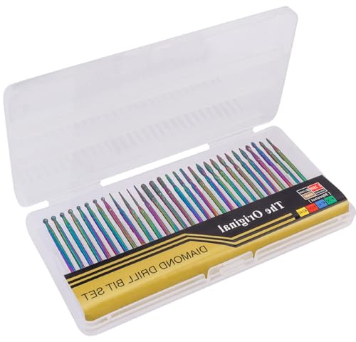Treki Mini Nail Drill Bit Set, 30 pcs Small Diamond Carbide Nail Drill Bits 3/32 Inch Colourful Cuticle Nail Drill File Bits for Acrylic Nails Home Salon Manicure Pedicure