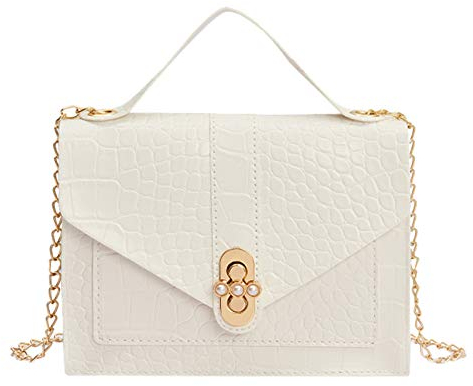 Taschen Bemalen Für Kinder Women 's Fashion-HASP Ketten kleine quadratische Taschen Umhängetasche Zeiten Schlechte Zeiten Taschen (White, One Size)