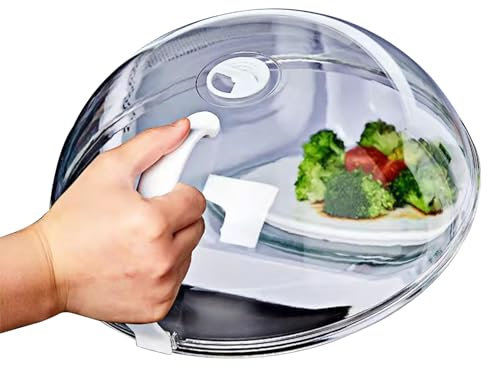 Microwave Splatter Cover, Microwave Cover for Food Clear Microwave Splatter Cover with Steam Vents and Handle Heat Resistant, Upgrade Microwave Dish Cover