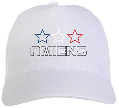 Generico Amiens Mütze mit Stickerei, Frankreich, weiß, Fußballfans – Sport Ultras, Polyester, 5 Panels, verstellbar mit Klettverschluss, Weiß, One size