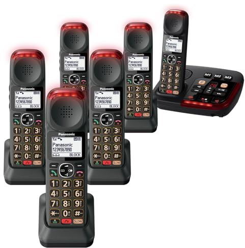 Panasonic KX-TGM426 Six Amplified Digital Cordless Phone with Answering Machine with loud volume, slow talk mode, easy-to-use big buttons, voice assist function, and hearing aid compatibility support