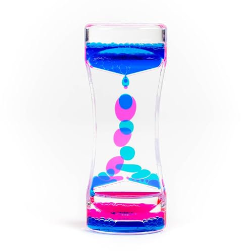 THE TWIDDLERS - Reloj de Arena sensorial con Temporizador de Movimiento de líquido Rosa Azul, 14 cm - Lámpara de Lava de Burbujas de Agua para niños, Juguete sensorial calmante para Autismo