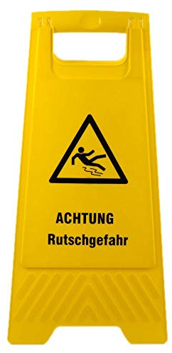 VEPATIM Warnschild Achtung Rutschgefahr gelb beidseitig bedruckt ca. 61 cm hoch