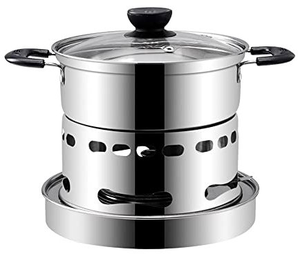 Estufa de Camping, Estufa de Alcohol con Olla Caliente, Estufa Portátil de Acero Inoxidable para Exteriores con Quemador de Bandeja de Alcohol, Cocina, Barbacoa, Camping,