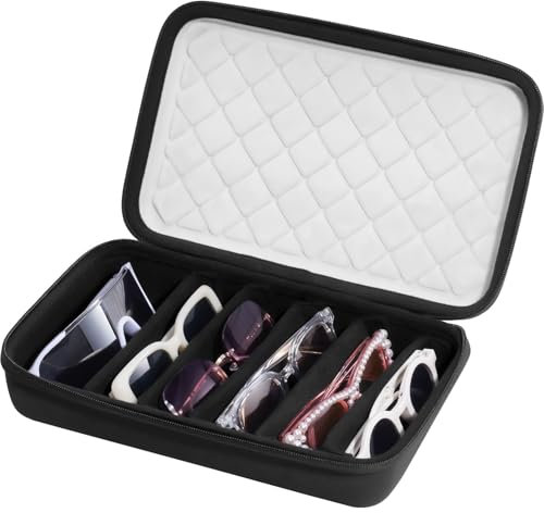 ProCase Hard Shell Travel Sunglasses Organizer, Portable Muliple Glasses Case for Travling with Adjustable Dividers, Eyeglasses Storage Box for Trip Men Women -7 Slots, Grey