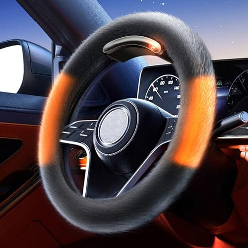 Lenkradheizung Kabellos Wiederaufladbar, 38,5cm Luxuriöser Lenkrad Wärmer Schwarzer Lenkradbezug Beheizbar mit 2-Stufiger Temperatureinstellung für Auto LKW Van SUV,O Type [for 0 ~ Minus 20°C]