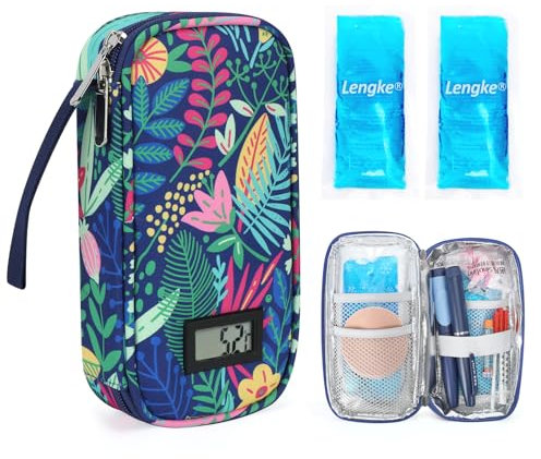 YOUSHARES Insulin Kühltasche mit 2 TSA Kühlakku, Insulin Pen Tasche, Medikamenten Isoliertasche Kühlbox Mini Etui für Spritzen, Insulin Pen, Insulin, Andere Medikamente Zubehör(Tropischer Regenwald)