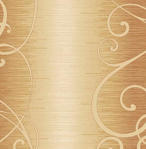 KT·EXCLUSIVE WALL FASHION Papier peint | Papier peint classique | 10,05 x 0,52 m | Rayures Puccini (Beige/doré terracotta)