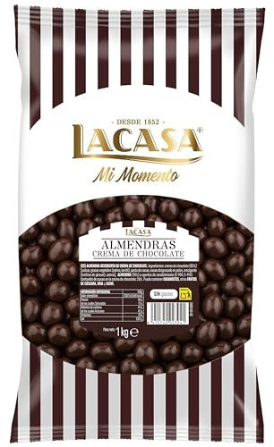 iChuches- Lacasa Frutos Secos con Chocolate – Almendras, Avellanas, Anacardos, Nueces, Pistachos, Arándanos y Pasas – Bolsa 1kg – Deliciosos – Divinos (1 KG, Almendra con chocolate negro)