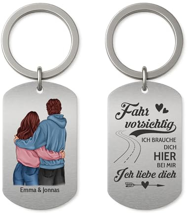Geschenke Mall Aluminium Schlüsselanhänger Personalisiert Mit Foto - Fahr Vorsichtig - Schlüsselanhänger Mit Fotogravur