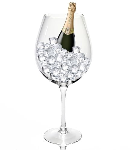 Vessyn Calice da vino gigante soffiato a mano da 3200 ml, per celebrazioni e raduni, altezza 38,1 cm, bocca 11,4 cm, design italiano, calici in cristallo di grande capacità, elegante vetro senza