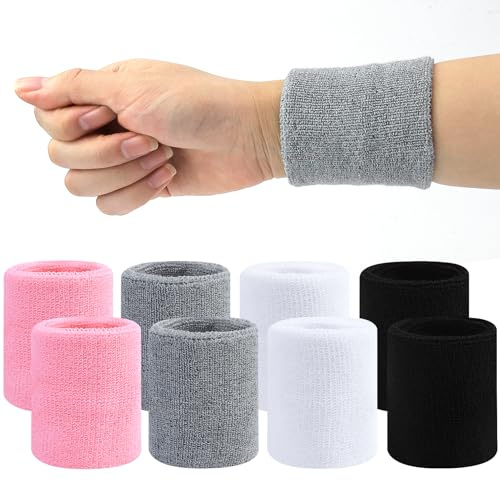 8 Pcs Serre Poignets Wristbands pour Sports Sweatbands Absorbants pour Foot-Ball Basket-Ball Sport Athlétique Fonctionnement