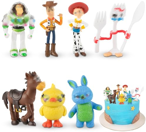 3D Cake Toppers Kids Toy Set- Mini Figures Set, Animals Cake Toppers, Story Birthday Party Supplies Decorations for Boys Girls Happy Birthday Cake Decorations and Party Goodie Bag Stuffers