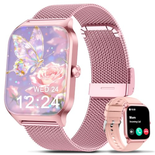 Popglory Smartwatch Uomo Donna Chiamate e WhatsApp, 1.85 Orologio Salute con Pressione Sanguigna, Frequenza Cardiaca, Sonno, 100+ Modalità Sportive Fitness Tracker, Contapassi, Regalo Android iPhone