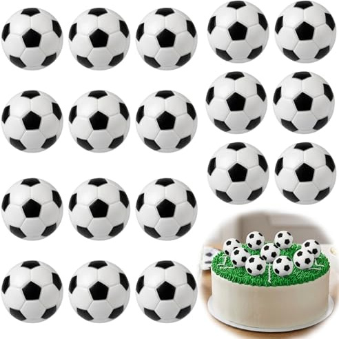 18Pcs 3D Football Cake Decorations, 4cm Mini Footballs for Cake, Football Cake Topper, Football Cake Embellishments for Baked Goods and Desserts, Ideal for Themed Parties and Celebratory Occasions