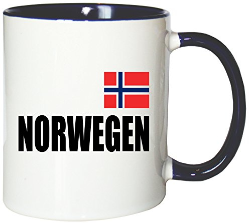 Mister Merchandise Kaffeetasse Norwegen Fahne Flag Teetasse Becher, Farbe: Weiß-Blau