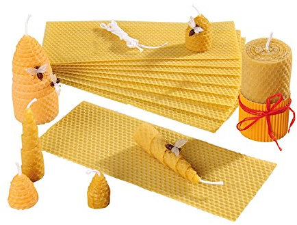 Unbekannt Bienenwachs-Kerzen Bastelset - 15 x 100% Reine Bienenwachs-Platten 10 x 25 cm - selber Machen basteln Set Kinder
