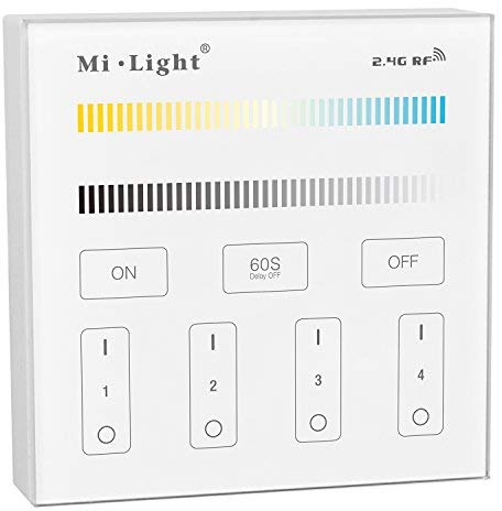 lighteu, Miboxer 4 Zone CCT Adjust Wandmontierte Smart Panel Fernbedienung für alle Miboxer Dual White LED Lampen und LED Controller T2