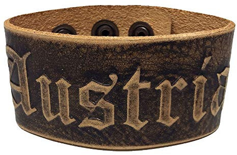 Lederarmband Herren-Armband braun Herrenarmband f. Lederhose Leder Tracht Damen Bayern Austria O´zapft is Weidmanns Heil Feuerwehr Gott zur Ehr, Austria, L 23 cm, B 3,8 cm