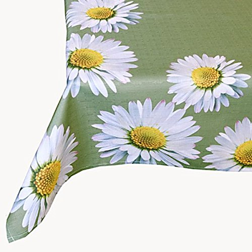 Raebel OHG Tischdecke Eckig 130x170 cm Pflegeleicht Oliv Gänseblümchen Tischtuch Tischdekoration Gartendecke