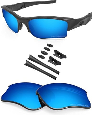 BlazerBuck Anti-Salt Polarized Replacement Lenses & Sock Kit for Oakley Flak Jacket XLJ - Ice Blue