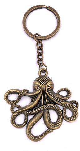 H-Customs Krake Octopus groß Schlüsselanhänger Anhänger Bronze aus Metall