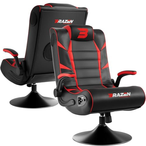 BraZen Panther Adult Gaming Chair with Speakers, Subwoofer, Vibration Bluetooth Connects All Gaming Consoles Ergonomic Adults Gaming Chair for Adults Video Games Chairs Adult Gamers - Red