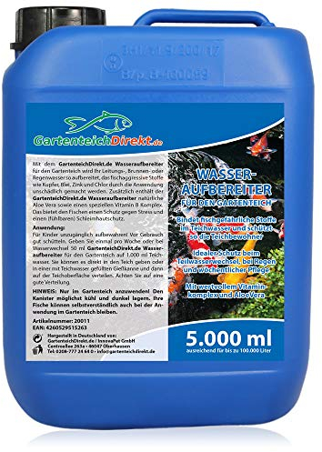 Gartenteich-Direkt Wasseraufbereiter Gartenteich (Bereitet Leitungs-, Brunnen- und Regenwasser fischgerecht auf, mit Vitaminen und Aloe Vera), Größe:5 L