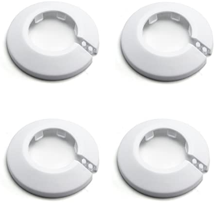 MroMax Flansch-Wasserrohrabdeckung, PP-Kunststoff, Dekoration, Rosette, Ablaufleitung, Abdeckung, Kragen, passend für 32 mm Außendurchmesser, Rohrdekoration, Weiß, 4 Stück