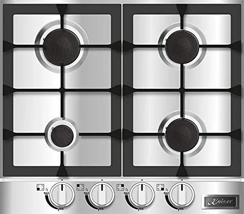 Kaiser KG 6357 Turbo, Plaque de cuisson à gaz 60 cm, En acier inoxydable exclusif - Autonome - Cuisinière - 5 brûleurs de qualité supérieure - 3,8 kW - Brûleur WOK - Gaz naturel et propane possibles