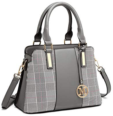 Miss Lulu Handtasche Damen Mittelgroß, PU Umhängetasche mit 5 Fächern | Dreifarbiges Design, 28 × 13 × 21 cm, 5 Fächer, verstellbarer Schultergurt und rückseitiges Reißverschlussfach