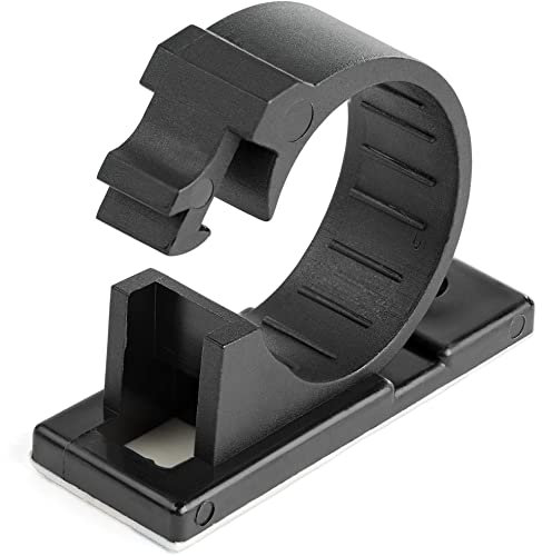StarTech.com 100 Adhesive Cable Management Clips Black - Network/Ethernet/Office Desk/Computer Cord Organizer - Sticky Cable/Wire Holders - Nylon Self Adhesive Clamp UL/94V-2 Fire Rated (CBMCC3)