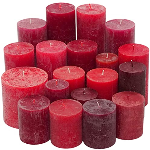 6 kg Rustic Stumpenkerzen durchgefärbt Rustik Qualität Kerzen Set Kerzenpaket Mix gemischt nach Farben (Rot 07)