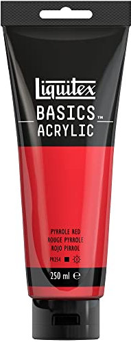 Liquitex 88700244 Basics - Peinture acrylique, peinture artistique monopigmentée, résistante à la lumière, qualité archive, finition satinée, tube de 250 ml - Rouge Pyrrole