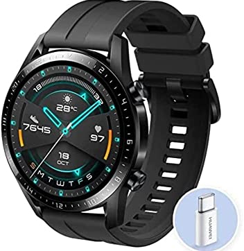 Smartwatch HUAWEI Watch GT 2 46 mm con adattatore Huawei AP52, GPS, 15 modalità di allenamento, display del quadrante in vetro 3D, chiamata tramite Bluetooth, Matte Black