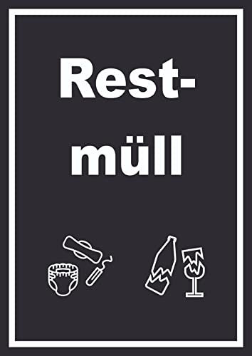 HB-Druck Restmüll Mülltrennung Schild Text Symbol Haushalt hochkant A6 (105x148mm)
