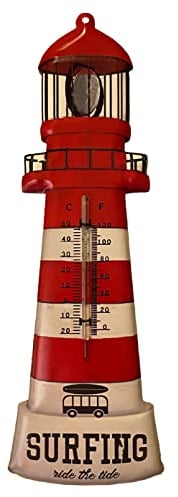 Crispe Analoges Innen Außen Thermometer 'Surfing' aus Metall 38 x 12,5 cm, dekorativ für Haus und Garten, wetterfest