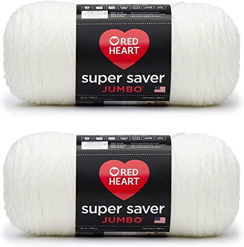 Red Heart E302C.0316P02 Super Saver Jumbo Garn, Acryl, Weiß (Soft White), 2 Count(Pack of 1)