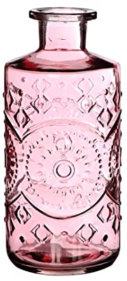 NaDeco Glasvase 'Berlin', Höhe 21cm, Durchmesser 9cm, 1 Liter, viele Farben zur Auswahl | Glas -Vase | Deko-Flaschen | Glas-Flaschen | Kleine Deko-Vasen | Kleine Flaschen, Farbe:Hellrosa
