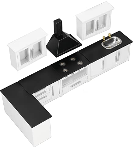 LBEC Mini gabinetes de Cocina para casa de muñecas 1:12, simulación de Escena de Vida artesanía Exquisita gabinetes de muñecas realistas Muebles de Cocina para Bar