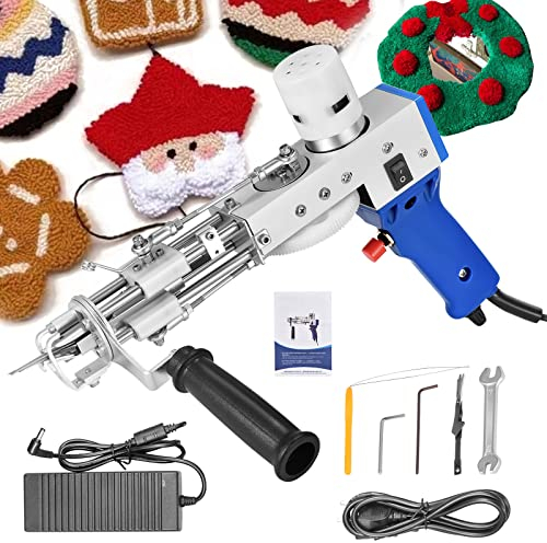 Hlieeosfcn Cut Pile Tufting Gun,Elektrischer Teppich Tufting Gun, 5-40 Stiche/Sek Einstellbare Geschwindigkeit Teppich Maschine,Teppichbüschelpistole Handstrickmaschine DIY Home