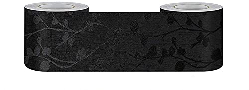 VisitRyl Schwarze Weinrebe Bordüre - Abnehmbare Wanddekoration, Selbstklebend, Wasserdicht, PVC - Für Anzeigetafel und Sockelleiste - 5 cm x 500 cm