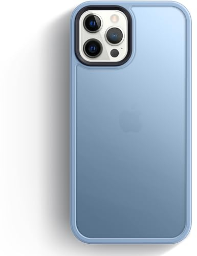 Anqrp Zero Seriesr Kompatibel mit iPhone 12 Pro Max Hülle, Minimalistische Transluzente Matte Schutzhülle, Military Grade Handyhülle für iPhone 12 Pro Max mit Flüssigsilikon 6,7 Zoll, Blau